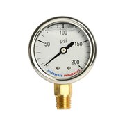 Interstate Pneumatics Oil Filled Air Pressure Gauge 200 PSI 2 Inch Dia 1/4 Inch NPT Bottom Mount G7012-200